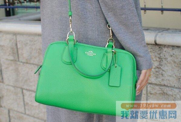 蔻驰Refined Grain Leather Mini Nolita女士绿色 真皮手提斜挎包