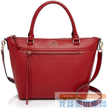 凯特丝蓓(Kate Spade New York) Cobble Hill Small Gina酒红色 真皮手提斜挎包