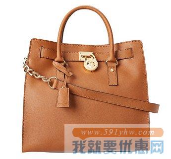 Michael Kors Hamilton Large North/South Tote棕色款 女士大号锁头包