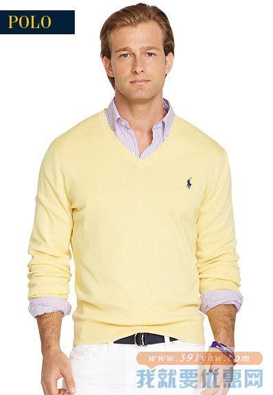 拉夫劳伦Pima Cotton V-Neck Sweater 4色可选 男士V领棉衫