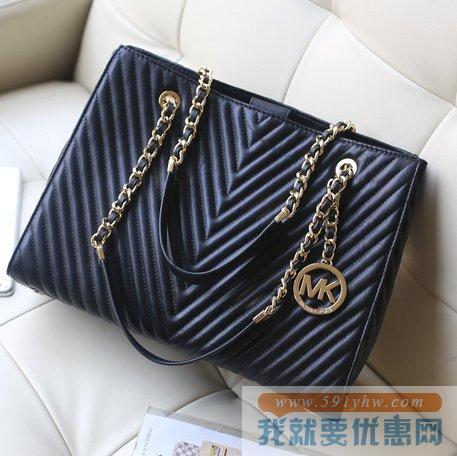MICHAEL Michael Kors经典黑色 女士真皮中号单肩包  Susannah Medium