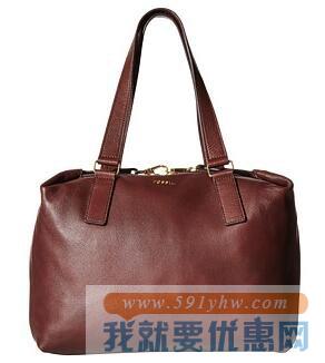 化石 (Fossil)Preston Large Satchel棕色 女士大号真皮斜挎包