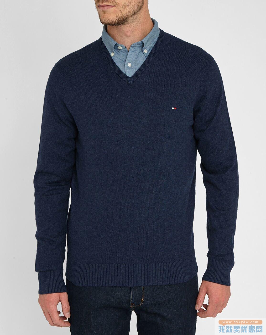 汤米希尔费格（Tommy Hilfiger）男士V领针织衫 多色可选