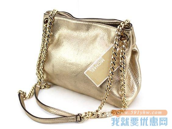MICHAEL Michael Kors Jet Set淡金色 女士时尚链条真皮斜挎包