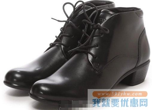 爱步（ECCO）Touch 35 Shoetie 黑色款女士真皮短靴