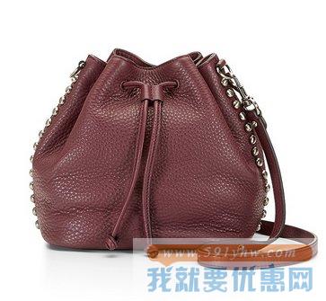 瑞贝卡·明可弗(Rebecca Minkoff) Unlined Bucket酒红色 女士真皮水桶包/单肩包