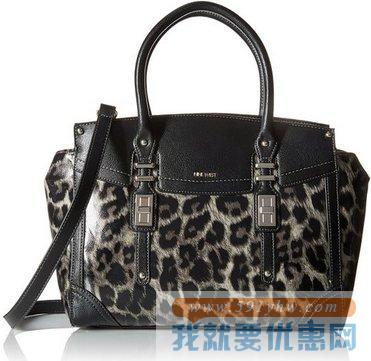 玖熙（Nine West）Flip Lock女士黑色真皮时尚手提斜挎包