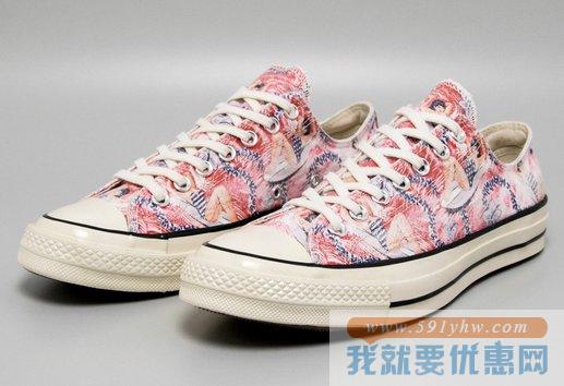 匡威（Converse）Chuck Taylor系列All Star中性款印花粉时尚帆布鞋