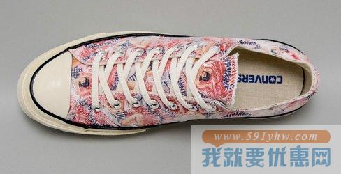 匡威（Converse）Chuck Taylor系列All Star中性款印花粉时尚帆布鞋