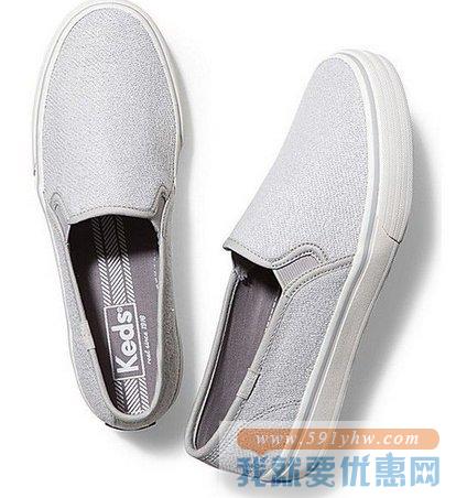 Keds 女款时尚休闲鞋 Double Decker Metallic Sweatshirt灰色款
