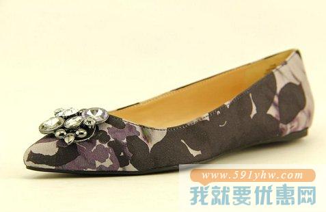 玖熙（Nine West）Anett女款经典紫色涂鸦 芭蕾平底鞋