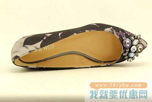 玖熙（Nine West）Anett女款经典紫色涂鸦 芭蕾平底鞋