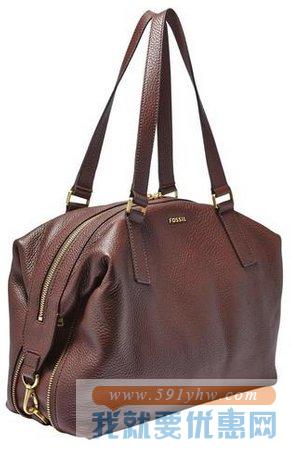 化石(Fossil) Preston Large Satchel 女士大号真皮斜挎包 棕色