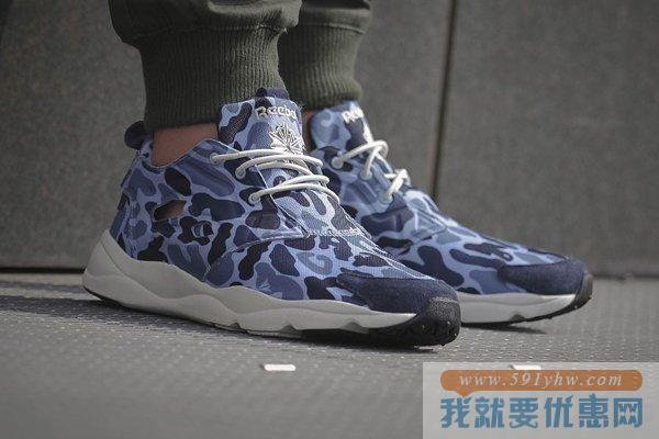 锐步（Reebok）FuryLite蓝色迷彩 男士休闲跑鞋
