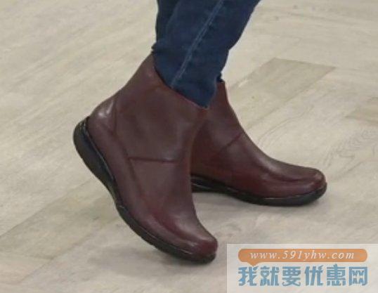 其乐（Clarks）Kearns Flame葡萄棕色 女子真皮短靴