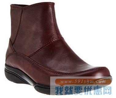 其乐（Clarks）Kearns Flame葡萄棕色 女子真皮短靴