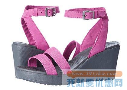 卡洛驰（Crocs）Leigh Wedge女士桃粉色款  时尚坡跟凉鞋