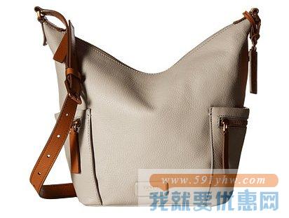 化石（Fossil）Emerson Small Hobo米灰色女士时尚真皮水饺包