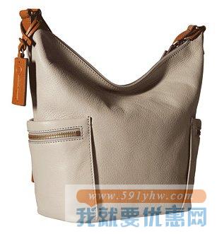 化石（Fossil）Emerson Small Hobo米灰色女士时尚真皮水饺包