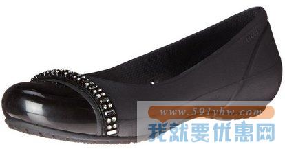 卡洛驰（Crocs）Cap Toe Rhinestone Band女士时尚平底鞋