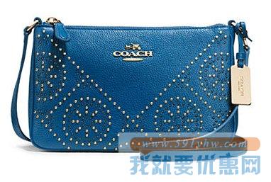 蔻驰（COACH）Min Studs Zip Top Crossbody女士真皮单肩小包