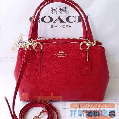 蔻驰（COACH）Crossgrain Mini Double Zip Carryall女士真皮托特包