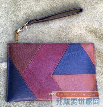 化石（Fossil）Patchwork Large女士真皮手拿包