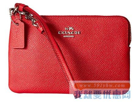蔻驰（COACH）Crossgrain Corner Zip女士真皮手拿包/钱包