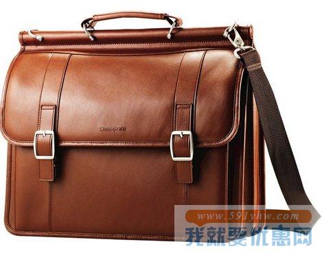 新秀丽（Samsonite）Dowel Flapover 棕色真皮电脑包 16寸