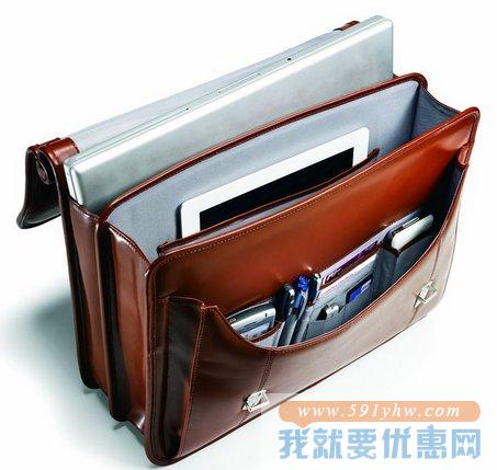 新秀丽（Samsonite）Dowel Flapover 棕色真皮电脑包 16寸