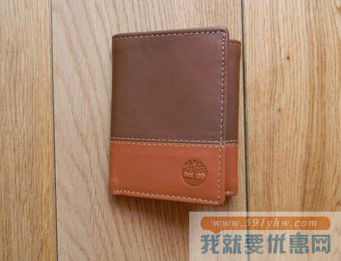 天木兰（Timberland）Two-Tone Trifold男士真皮三折钱包