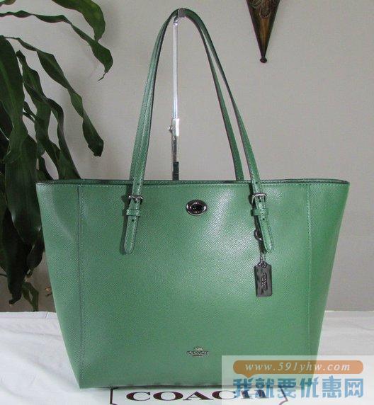 蔻驰（COACH）Crossgrain Updated Turnlock Tote女士真皮托特包