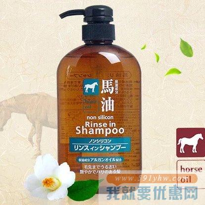 熊野油脂 无硅纯天然马油洗发水护发素二合一 600ml*3