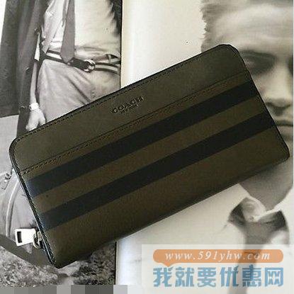 蔻驰（COACH ）Varsity Stripe Accordion Wallet中性款真皮钱包