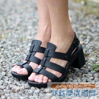 梅丽莎（Melissa）Flox Hi女士编织粗高跟凉鞋