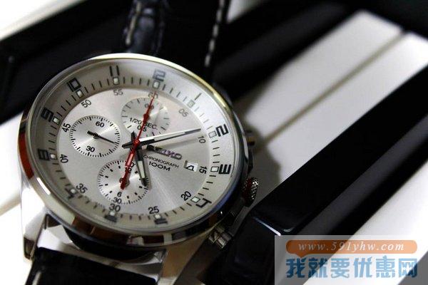 精工（SEIKO）SNDC87P 男士三眼计时时装腕表
