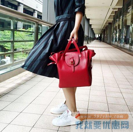 meli melo Fleming女士真皮抽绳手提单肩袋