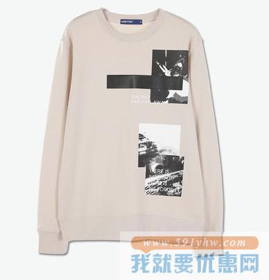 简约时尚！Lilbetter 印花套头卫衣