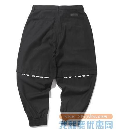 潮流单品！HEVRT BREVKER 拼接吊裆休闲长裤