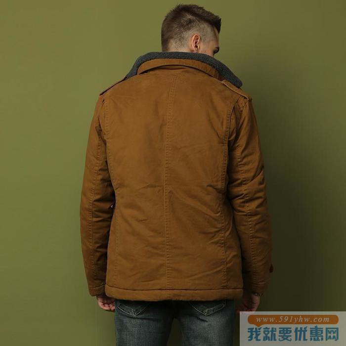 精致美观！IZOD棉服立领摇粒绒保暖棉衣