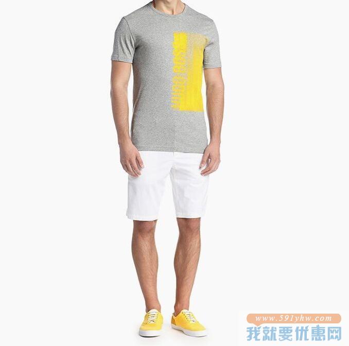 反季好价！HUGO BOSS 雨果博斯 男士印花logoT恤衫 浅灰