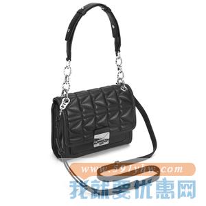 【闪促】Karl Lagerfeld 菱格纹 肩带手提两用 黑色迷你小包