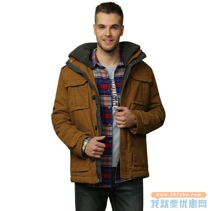 精致美观！IZOD棉服立领摇粒绒保暖棉衣