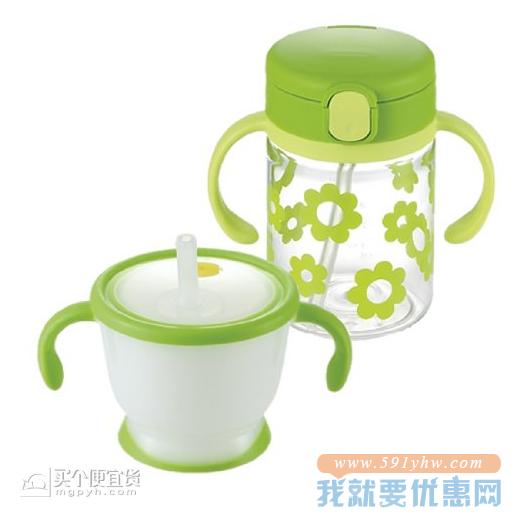 利其尔（Richell） 学饮吸管水杯 套装 有2个杯子 安全无毒