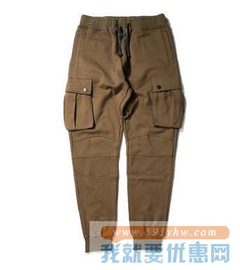 休闲舒适！FURY ANIMALS 抽绳口袋束脚休闲裤
