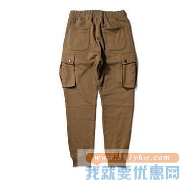 休闲舒适！FURY ANIMALS 抽绳口袋束脚休闲裤