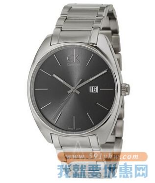 史低价！Calvin Klein Exchange 男士不锈钢石英手表 K2F21161