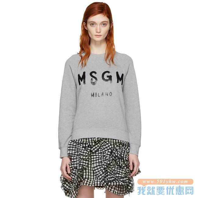 MSGM 灰色品牌Logo印花卫衣