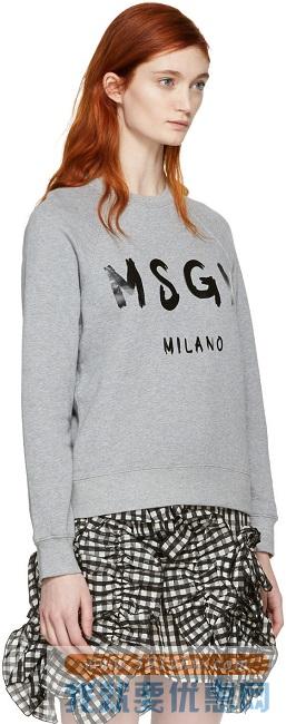 MSGM 灰色品牌Logo印花卫衣