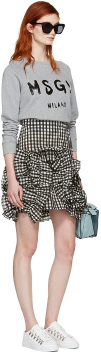 MSGM 灰色品牌Logo印花卫衣